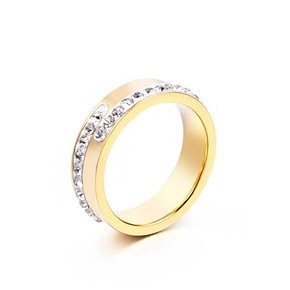 Obrączka PASSING rhinestones Stal 316L gold