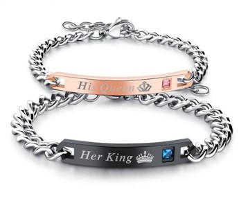 Bransoletki Queen & King stal 316L - kpl. 2 szt