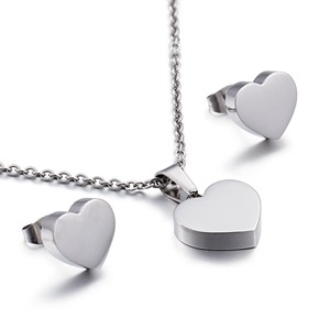 Komplet LUXURY hearts STAL 316L silver