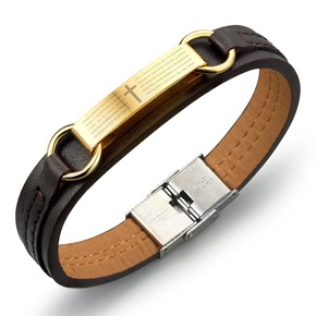 Bransoletka stal 316L + skóra PU