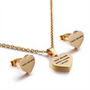Komplet LUXURY hearts STAL 316L gold